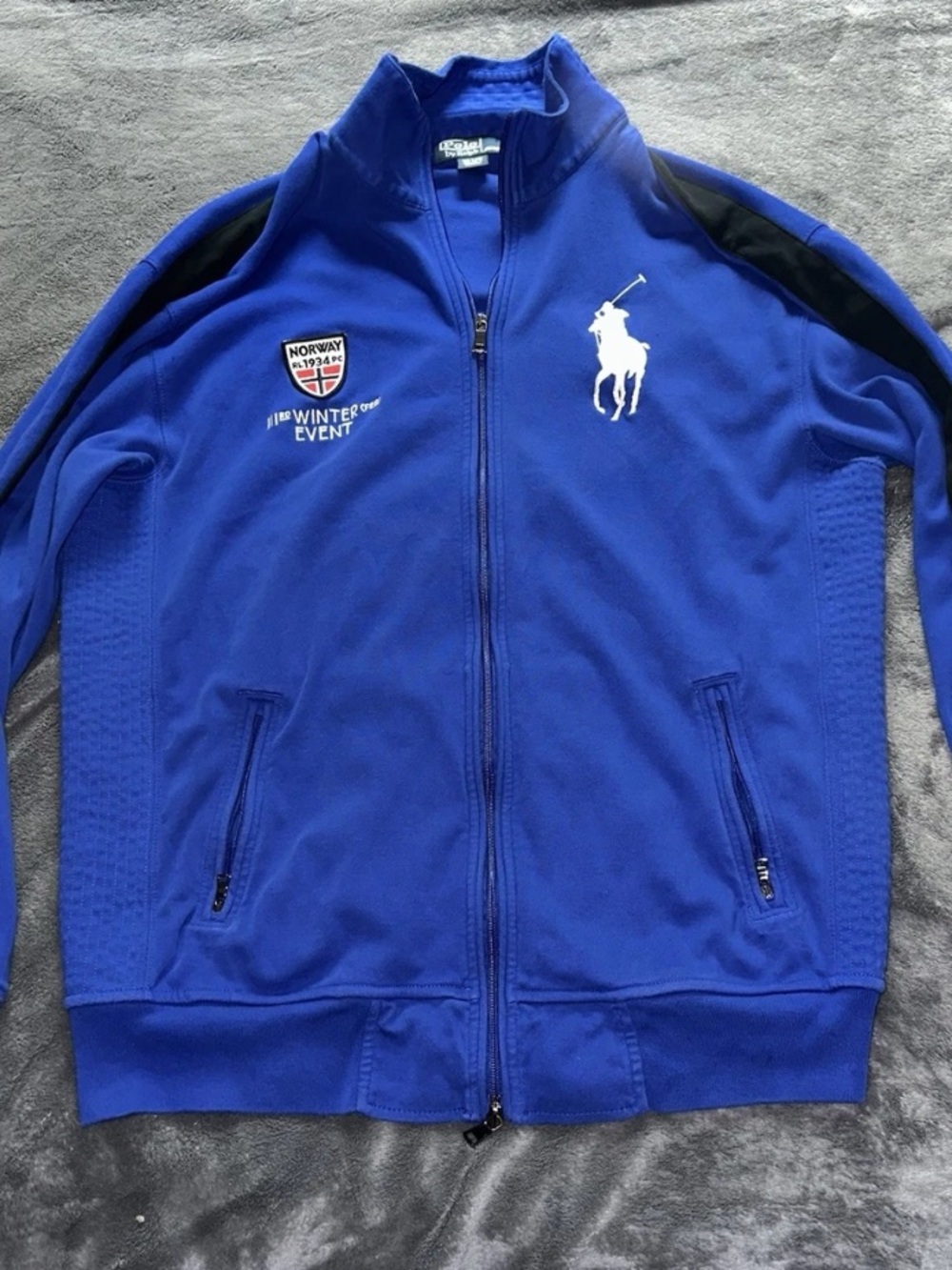 Polo by Ralph Lauren Royal Blue Track Jacket with Black Stripes